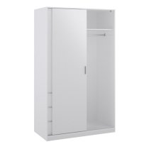 Nakou High Gloss Sliding Wardrobe 2 Doors 3 Drawers In White