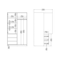 Nakou High Gloss Sliding Wardrobe 2 Doors 3 Drawers In White