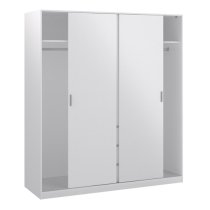 Nakou High Gloss Sliding Wardrobe 3 Doors 3 Drawers In White