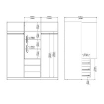 Nakou High Gloss Sliding Wardrobe 3 Doors 3 Drawers In White