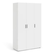 Perkin Wooden Wardrobe With 3 Doors In White Woodgrain