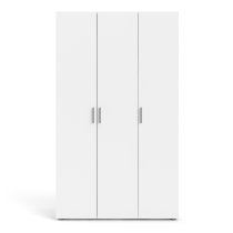 Perkin Wooden Wardrobe With 3 Doors In White Woodgrain