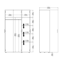 Perkin Wooden Wardrobe With 3 Doors In White Woodgrain