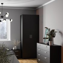 Perkin Wooden Wardrobe With 2 Doors In Black