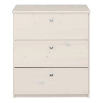 Satria Kids Wooden Chest Of 3 Drawers In Whitewash