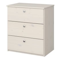 Satria Kids Wooden Chest Of 3 Drawers In Whitewash