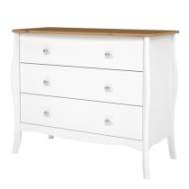 Braque Wooden Chest Of 3 Drawers In Pure White Iced Coffee