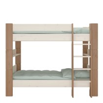 Satria Kids Wooden Bunk Bed In Whitewash And Grey Brown