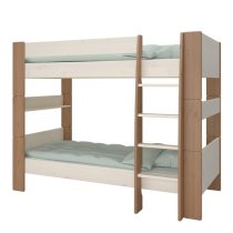 Satria Kids Wooden Bunk Bed In Whitewash And Grey Brown