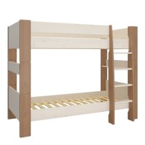 Satria Kids Wooden Bunk Bed In Whitewash And Grey Brown