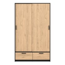 Liston Wooden Wardrobe 2 Doors 2 Drawers In Black And Oak