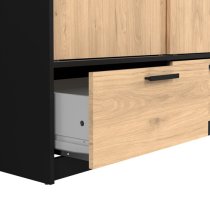 Liston Wooden Wardrobe 2 Doors 2 Drawers In Black And Oak