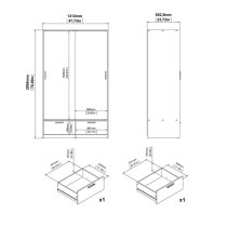 Liston Wooden Wardrobe 2 Doors 2 Drawers In Black And Oak