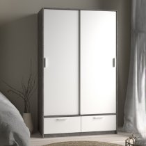 Liston Wooden Wardrobe 2 Doors 2 Drawers In White Concrete