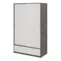 Liston Wooden Wardrobe 2 Doors 2 Drawers In White Concrete