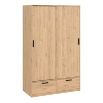 Liston Wooden Wardrobe 2 Doors 2 Drawers Oak