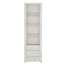 Alink Wooden Bookcase 3 Drawers Tall Narrow In White Craft Oak