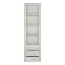 Alink Wooden Bookcase 3 Drawers Tall Narrow In White Craft Oak