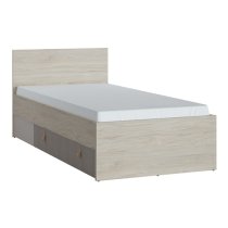 Danville Wooden Single Bed With 1 Drawer In Light Walnut