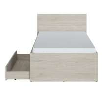 Danville Wooden Single Bed With 1 Drawer In Light Walnut