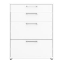 Prax Wooden Office Storage Cabinet With 4 Drawers In White