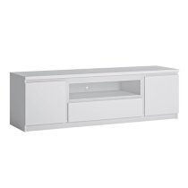 Felton Wooden TV Stand Wide With 2 Doors 1 Drawer In White