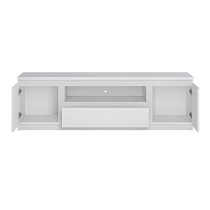 Felton Wooden TV Stand Wide With 2 Doors 1 Drawer In White