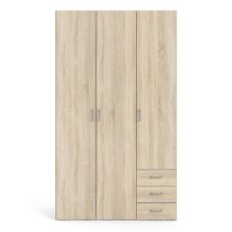 Scalia Wooden Wardrobe With 3 Doors 3 Drawers In Oak