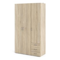 Scalia Wooden Wardrobe With 3 Doors 3 Drawers In Oak