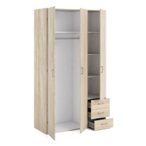 Scalia Wooden Wardrobe With 3 Doors 3 Drawers In Oak