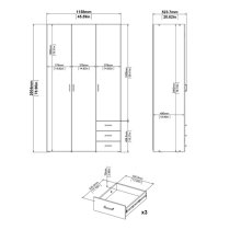 Scalia Wooden Wardrobe With 3 Doors 3 Drawers In Oak