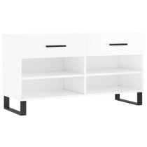 Alivia High Gloss Shoe Storage Bench With 2 Drawers In White