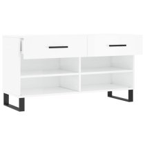 Alivia High Gloss Shoe Storage Bench With 2 Drawers In White