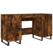 Alivia Wooden Computer Desk With 2 Doors In Smoked Oak