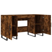 Alivia Wooden Computer Desk With 2 Doors In Smoked Oak