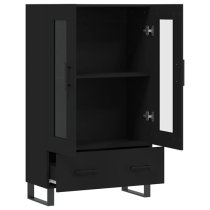 Alivia Wooden Display Cabinet With 2 Doors 1 Drawer In Black