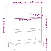 Manric Wooden Bookcase With 2 Shelves In Smoked Oak