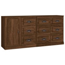 Elias Wooden Sideboard With 1 Door 9 Drawers In Brown Oak