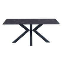 Cielo Black Stone Dining Table With 6 Stella Silver Grey Chairs