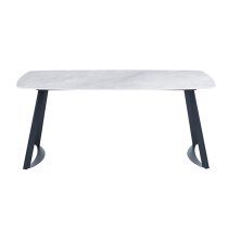 Ivan Carlos Grey Stone Dining Table With 6 Rissa Blue Chairs