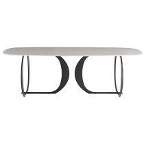 Tristan Grey Stone Dining Table With 8 Finn Grey Chairs