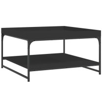 Tacey Wooden Coffee Table In Black With Undershelf