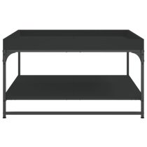 Tacey Wooden Coffee Table In Black With Undershelf