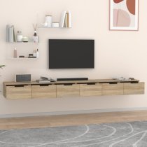 Sierra Wall Hung Wooden TV Stand With 6 Drawers In Sonoma Oak