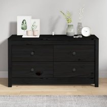 Zurich Pinewood Storage Cabinet With 2 Drawers In Black