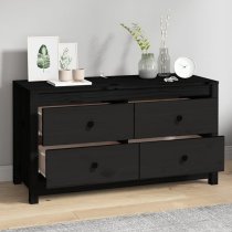 Zurich Pinewood Storage Cabinet With 2 Drawers In Black