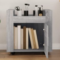 Destin Wooden Office Pedestal Trolley In Grey Sonoma Oak