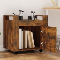 Destin Wooden Office Pedestal Trolley In Smoked Oak