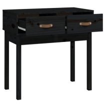 Alanya Pinewood Console Table With 2 Drawers In Black