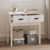 Alanya Pinewood Console Table With 2 Drawers In White